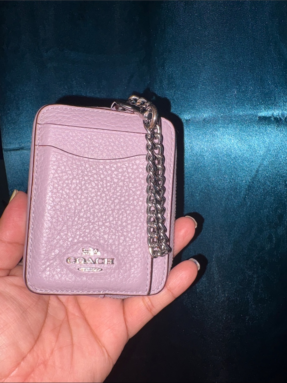 Coach wallet card holder w/chain lavender